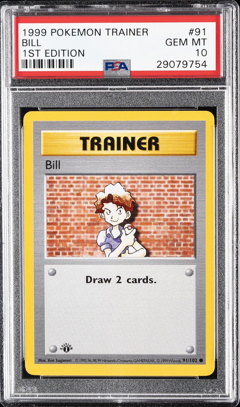 1999 POKEMON BASE SET 1ST EDITION #91 BILL PSA 10