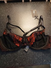 Pour Moi Black/red After Hours Underwired Bra 32dd BNWT