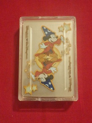 Vintage Disney Mickey Mouse Sorcerers Apprentice Fantasia Clear Playing Cards