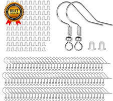 100 PCS / 50 Pairs 925 Sterling Silver Earring Hooks Hook Ear Wires with 100
