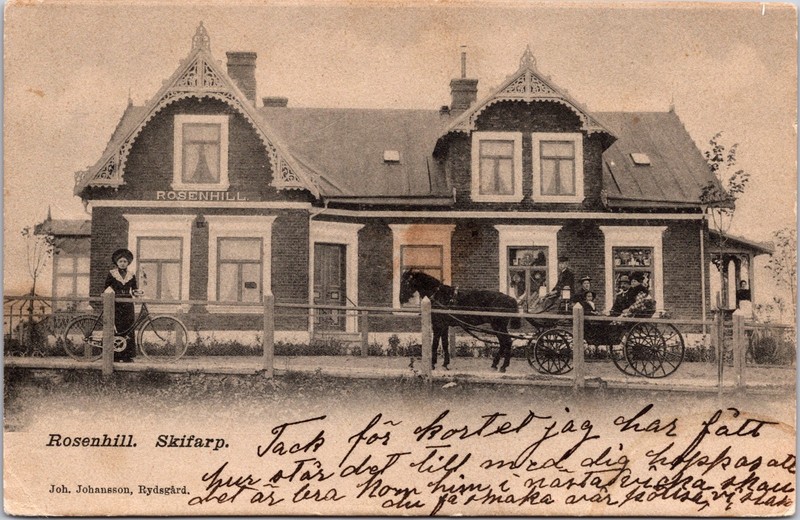 PC6716 Sweden Skane County Skivarp Skifarp Rosenhill Horse Bicycle Postcard
