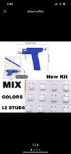 Piercing Gun Kit Blue with 12 Mixed Color Studs, Mirror, Marker Pen