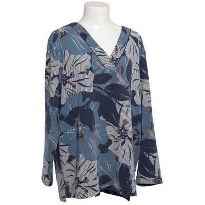 Via Appia Due, Top, Größe: XL, Due, Blau/Weiß/Mehrfarbig, Blumen, Damen #dF3