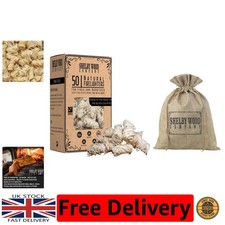 Natural Wood Wool Fire Starters - 50 Odourless Firelighters with Hessian Bag 0.32 per lighter