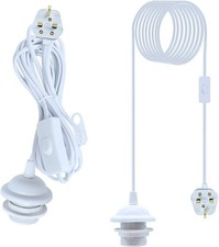 Plug in Pendant Lighting,2PCS Hanging Light with 4.5M Cable,E27 White Pendant