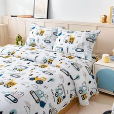 Full Size Set for Boys, 4-Piece Bed Set for Teens Boys Girls, Cartoon Printed...