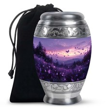Purple Butterfly Meadow Large Cremains Urn For Ashes Adult Father 10 Inch
