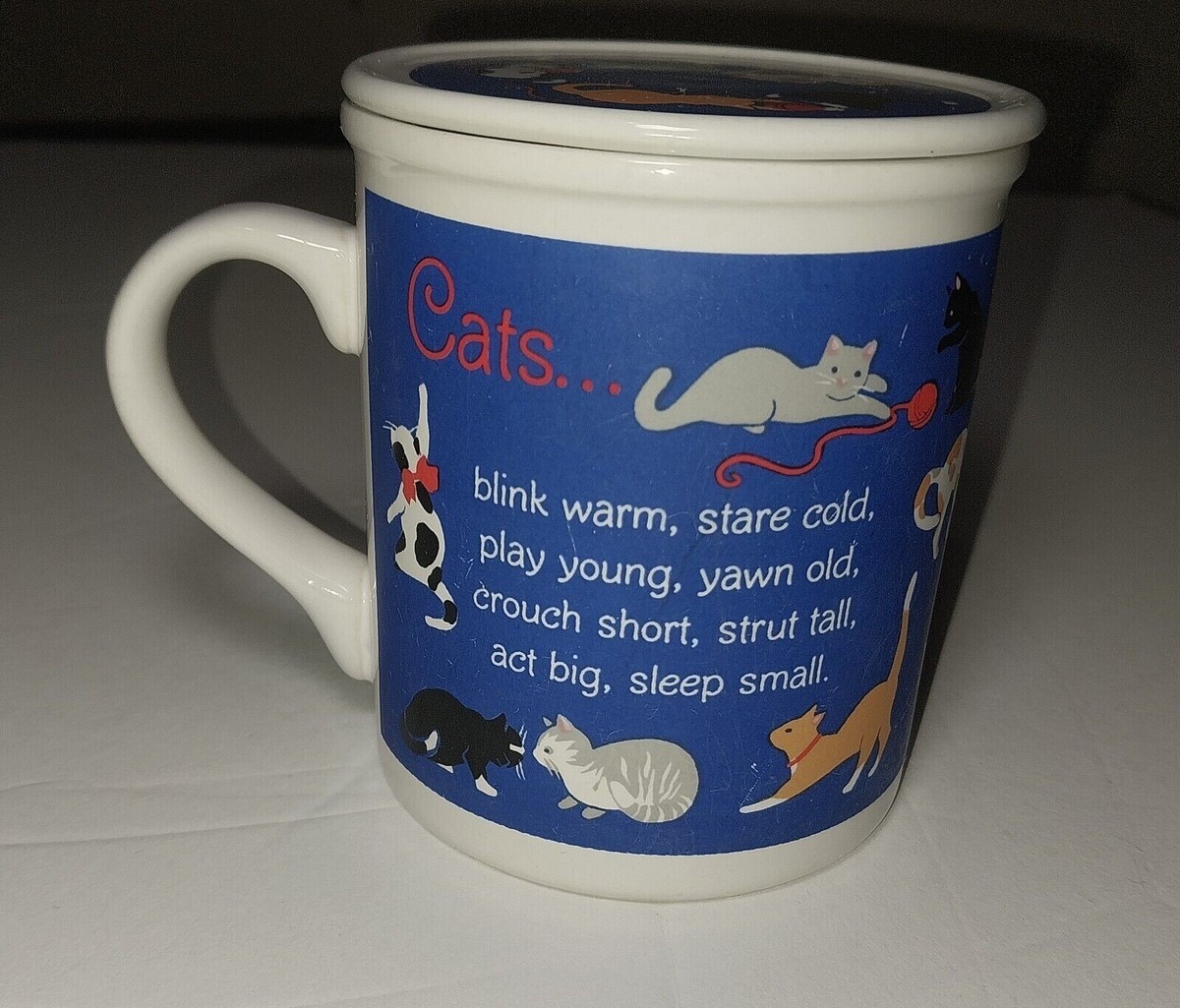 Vintage 1987 Hallmark Mug Mates Blue Cats Gift Poem Coffee Mug Tea Cup with  Lid | eBay