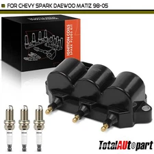 1Pc Ignition Coil & 3Pcs Iridium & Platinum Spark Plug for Chevy Spark 1998-2005