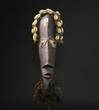 Maschera Dan africana fatta a mano scultura tribale in legno decorazione arti...