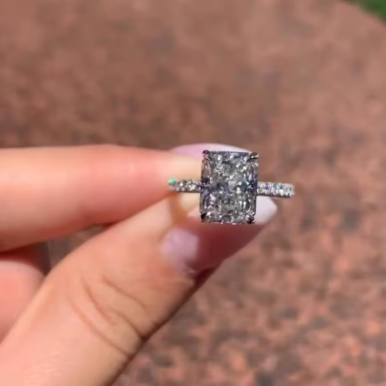 3 Ct Radiant Cut Simulated Diamond 14k White Gold Plated Solitaire Wedding Ring