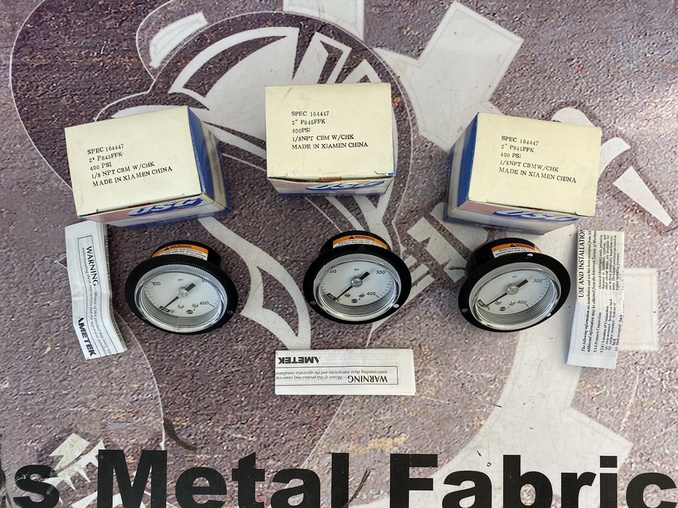 USG P845FFK Pressure Gauge 0-400PSI Conn. 1/8” NPT CBMW/CHK Size 2” Qty 3  - Image 3 of 4