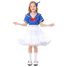 Kid Donald Duck Cosplay Costume Girl Fluffy Skirt Navy Sailor Stage Clothing Set