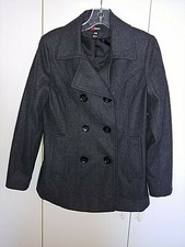 Mystic Ladies Charcoal Gray Wool Blend Pea Coat-ps-barely Worn-soft/nice