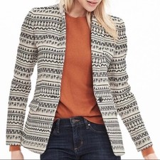 NWT Banana Republic Jacquard One-Button Blazer Black  White Sz 2