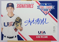 Alika Williams 2020 Panini USA Baseball Stars Stripes Signatures CNT-AW /25 Auto