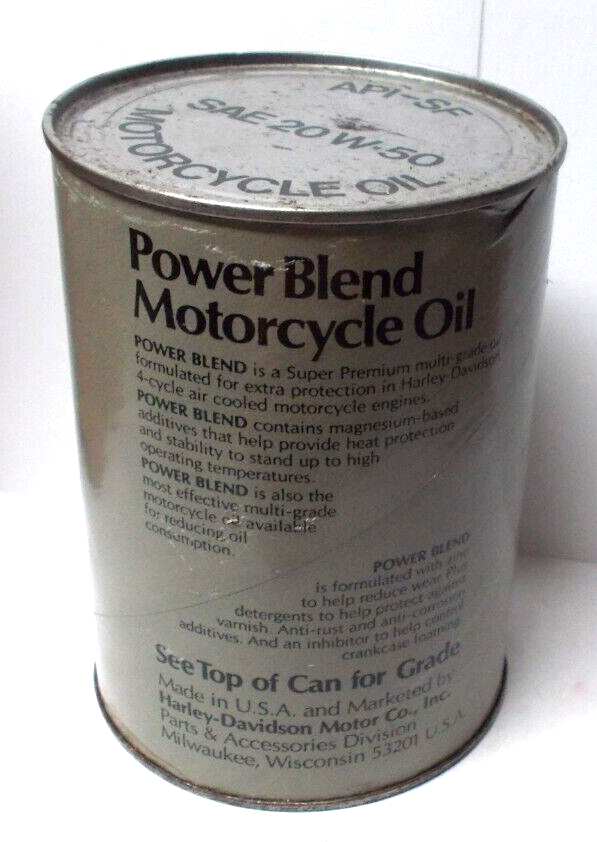 Harley-Davidson Power Blend 20W-50 Motorcycle Oil Full 1 Quart Can