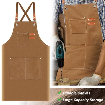 Mens Aprons Canvas Vintage Apron Heavy Duty For Woodworking Gardening Work Shop