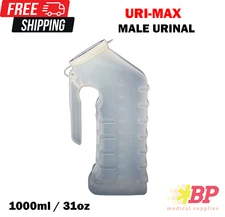 GMAX GP300 Male Urinal Uri-MAX 32 oz / 1000mL With Cover Lid Single Patient Use
