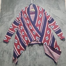 Wrangler Southwest Print Open Cardigan Shawl Burgundy Navy Western Women's M