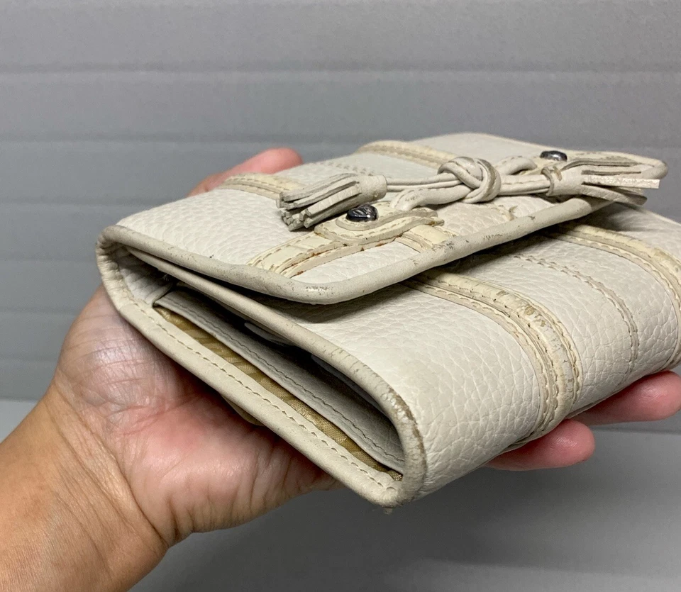 Cartera de cuero vintage Brighton beige doble pliegue  Foto 4 de 4