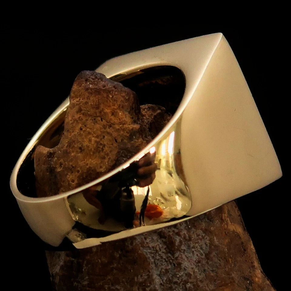 ANILLO CUADRADO CABALLERO MOTOCICLISTA LATÓN PARA HOMBRE SÍMBOLO CRUZ MALTESA ESMALTE ROJO TALLA 9 Foto 4 de 4