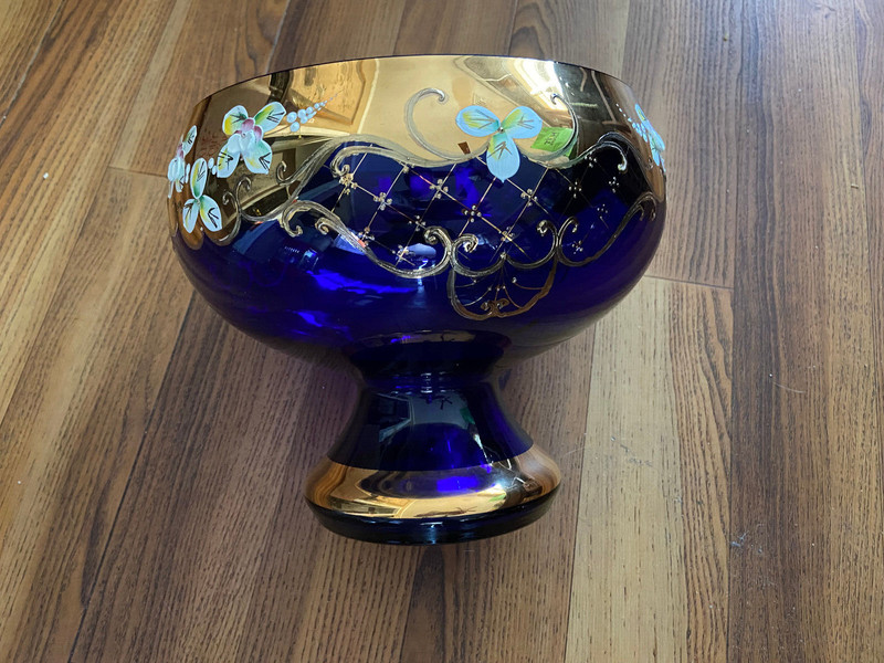 Bohemian Czech crystal vase / planter / serving bowl