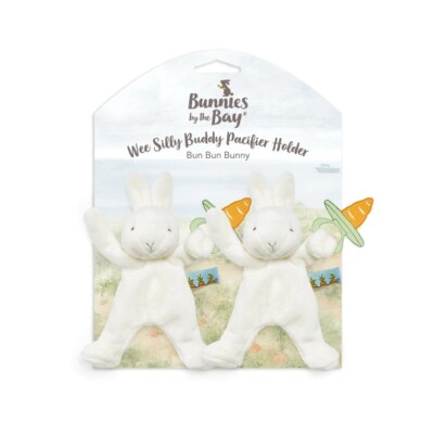 Bunnies By The Bay White WEE SILLY BUDDY PACIFIER HOLDER Bunny Rabbit Lovey