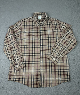 Brooks Brothers Milano Shirt Mens 2X Brown Plaid Supima Long Sleeve Preppy
