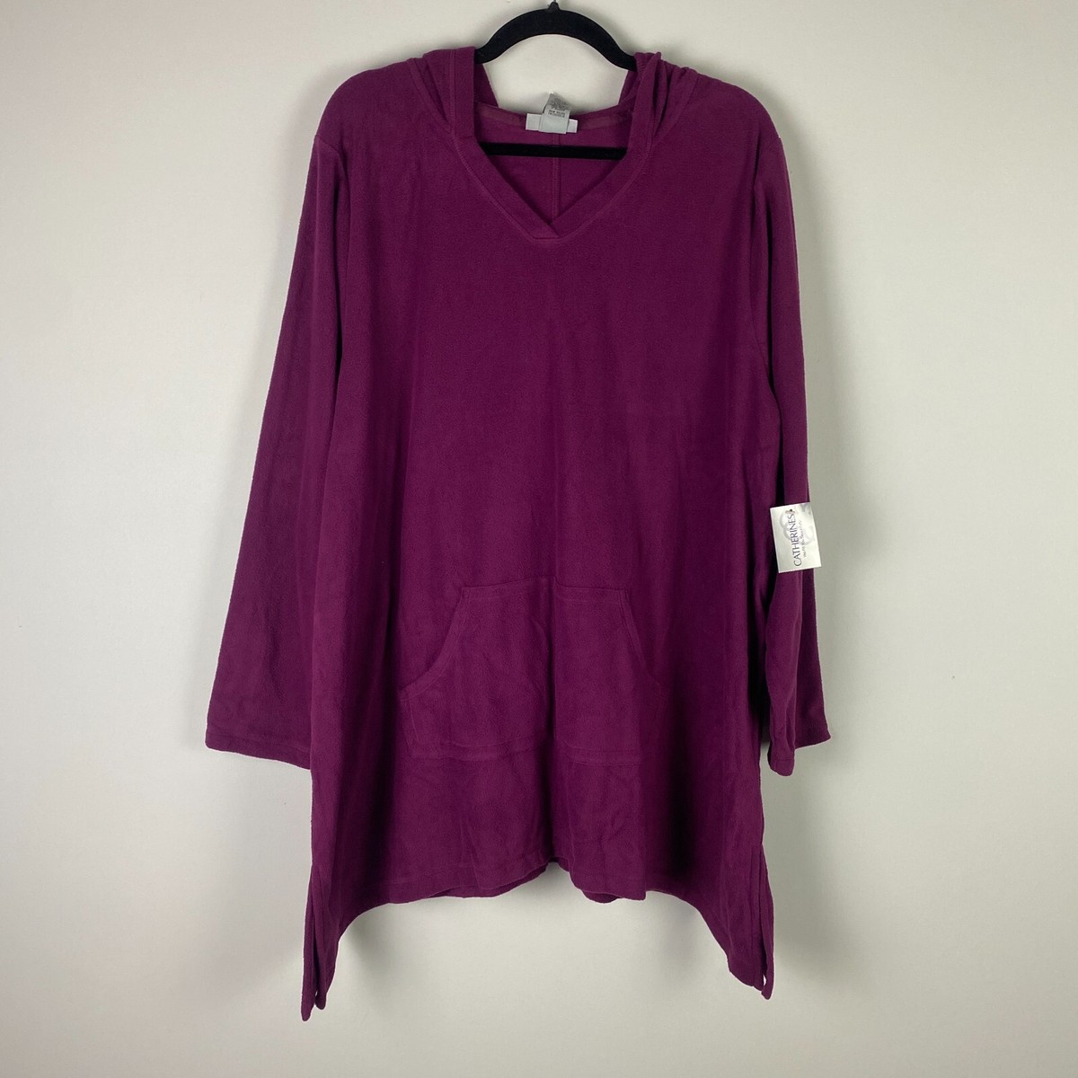 Catherines Fleece Hooded Pullover Womens 1X Hoodie Soft Purple Hoodie Tunic