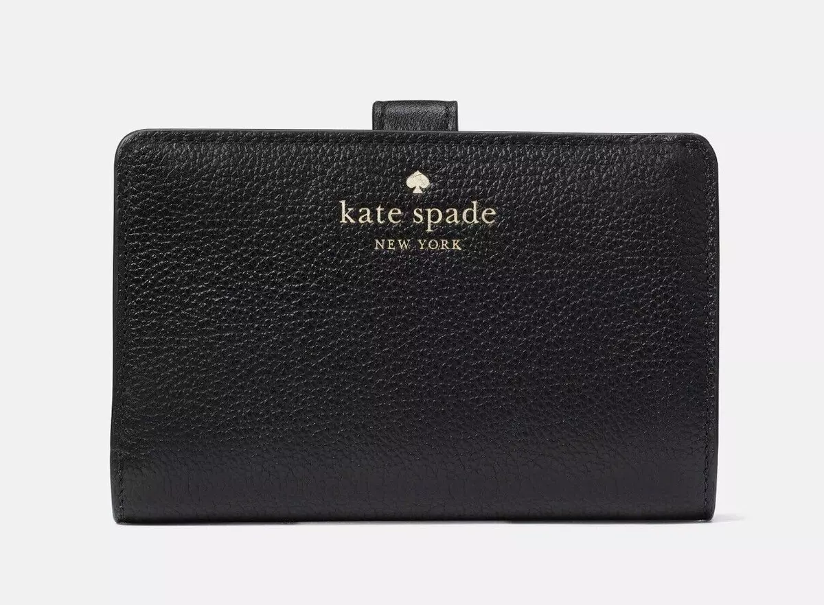 New Kate Spade Elsie Medium Compact Bifold Wallet Leather Black | eBay