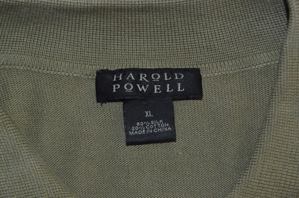 Camisa Polo Harold Powell Para Hombre XL Manga Corta Verde Mezcla Seda Foto 3 de 4