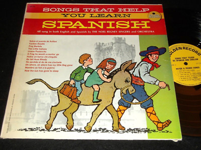 SONGS THAT HELP YOU LEARN SPANISH 1960s Kids LP Golden Records Original N REGNEY