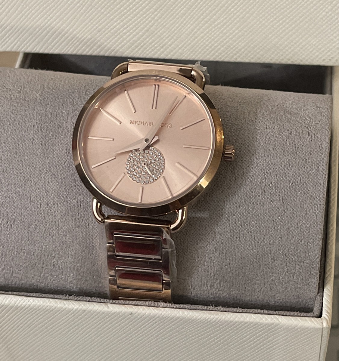 NEW AUTHENTIC MICHAEL KORS PORTIA ROSE GOLD CRYSTALS WOMEN'S