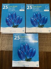  3 25ct Holiday Time Super Bright Blue LED C9 Christmas Lights