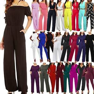 Damen Overall Jumpsuit Elegant Business Sommer Party Hose Einteiler Hosenanzug Ebay