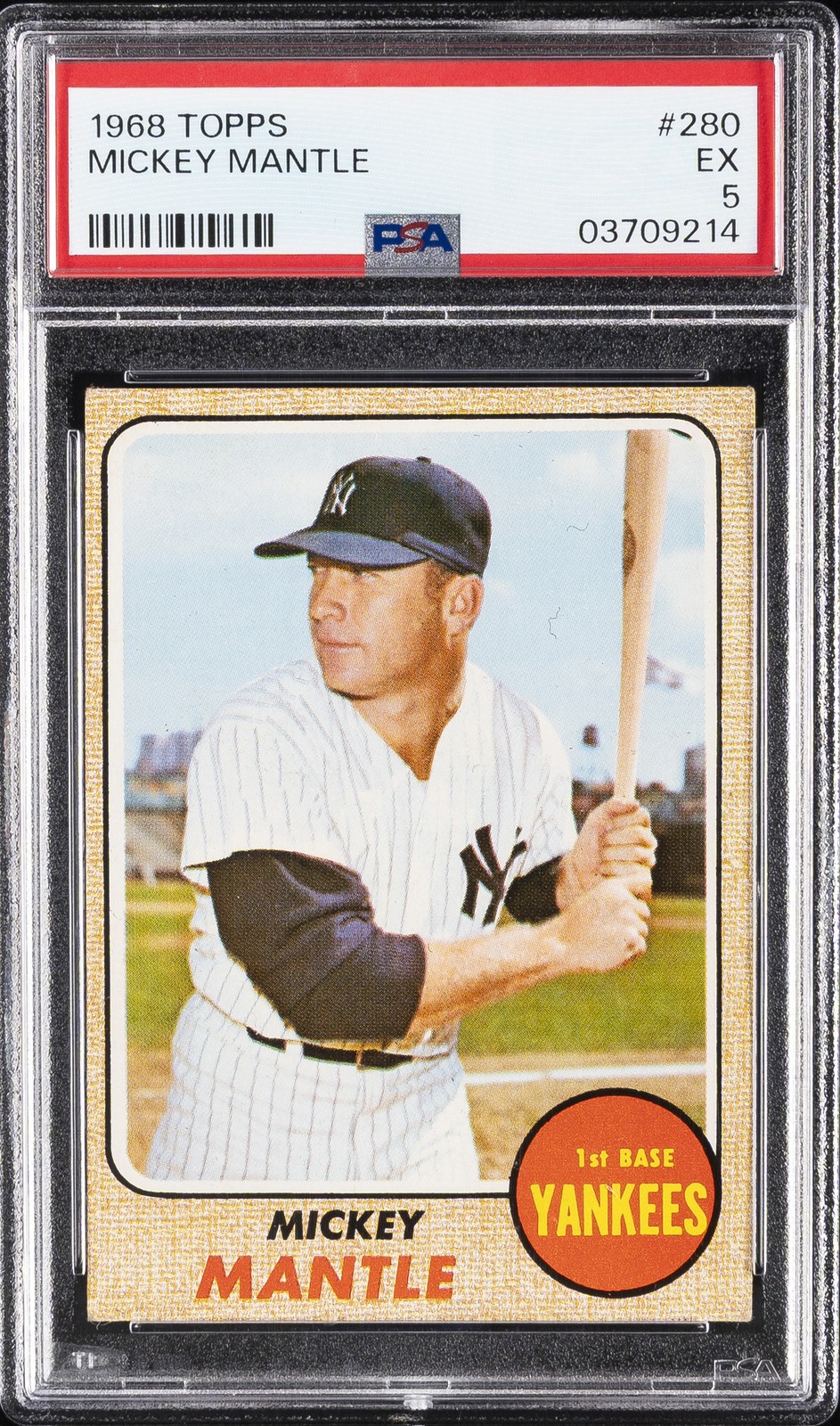 1968 TOPPS #280 MICKEY MANTLE PSA 5 view 1