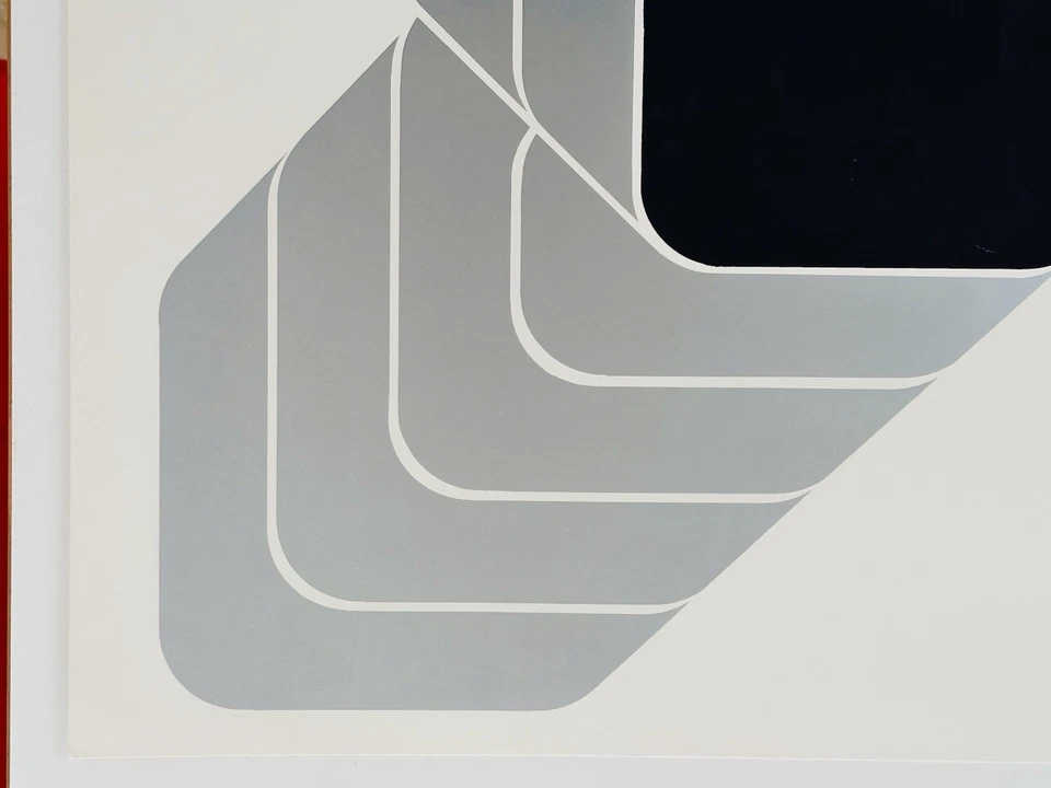 Original THOMAS LENK Signierte Serigraphie Num Siebdruck Silber-Schwarz OpArt 68 - Bild 3 von 4