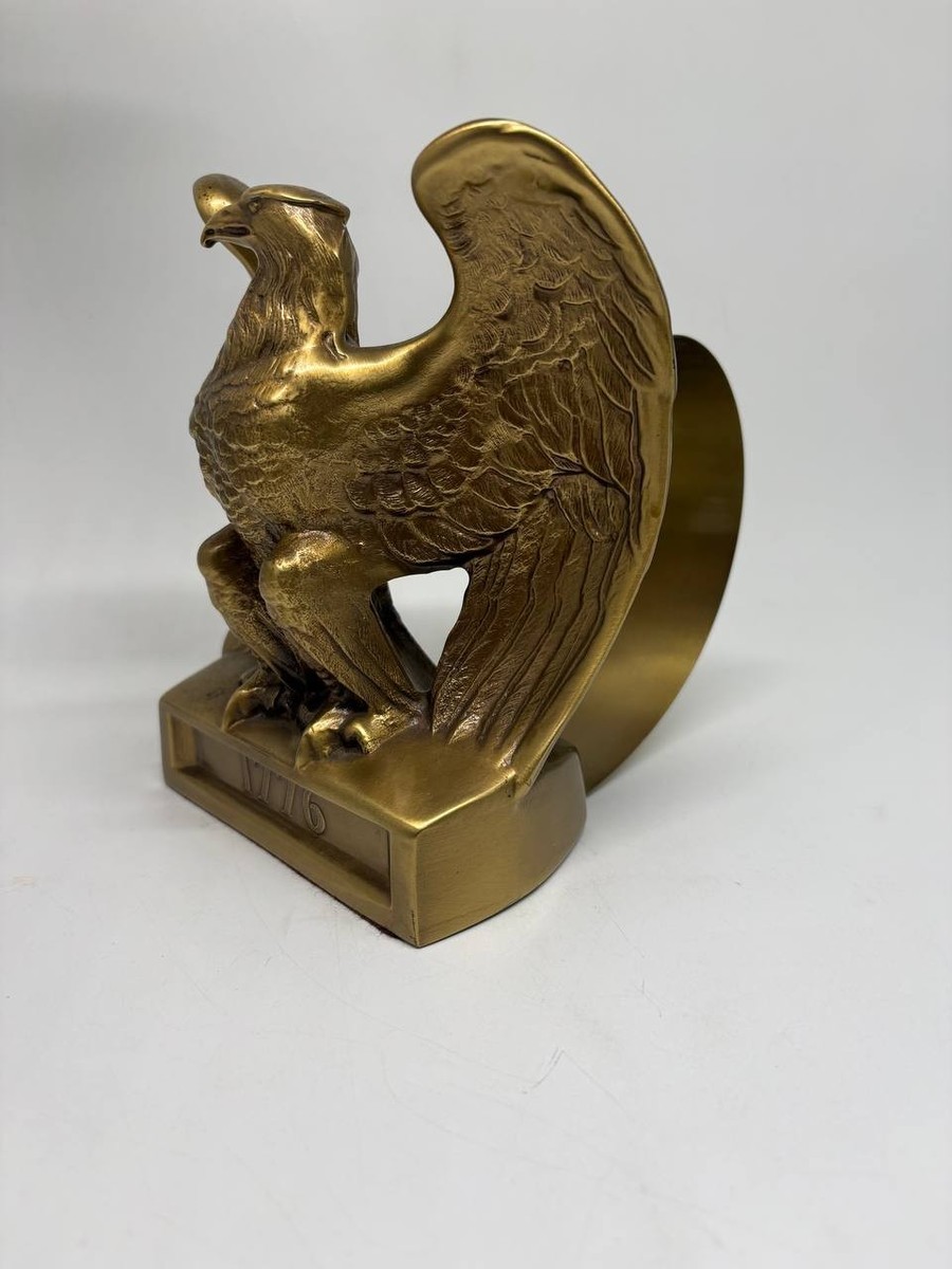 Vintage PMC 114B Brass Eagle Bookend 1776 Heavy with Curved Coil