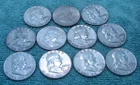11--Silver Franklin Half Dollar Coins--90% Silver---$5.50 Face Value
