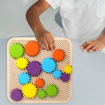 Kinder mit Puzzle -Brettern Interactive Learning Toy Gear Game Holzspielzeug