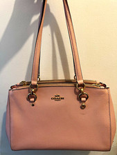 Coach Pink Satchel Top Handle Bag Zip Top Double Handles Detachable Strap Gold