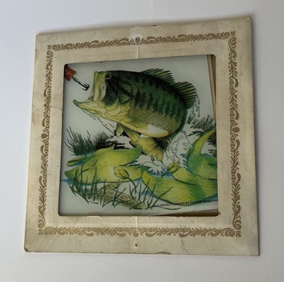 Vintage Fish With Miller Beer Lure Glass Picture Carnival Prize 6''