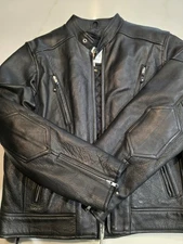 Mens Leather Coat WILSON's Size L Black New Open Road Collection Removable Liner