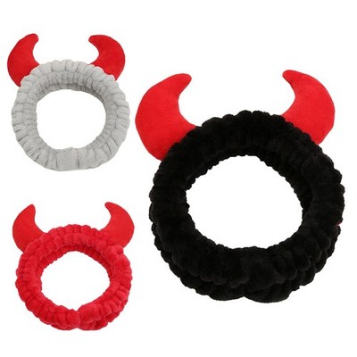 Women Elastic Soft Plush Headband Hair Band Bath Makeup Wash Face Horn Hair Band