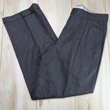 ZANELLA Houndstooth Cashmere Wool Pleated Dress Pants Mens 34x30 Gray Italy