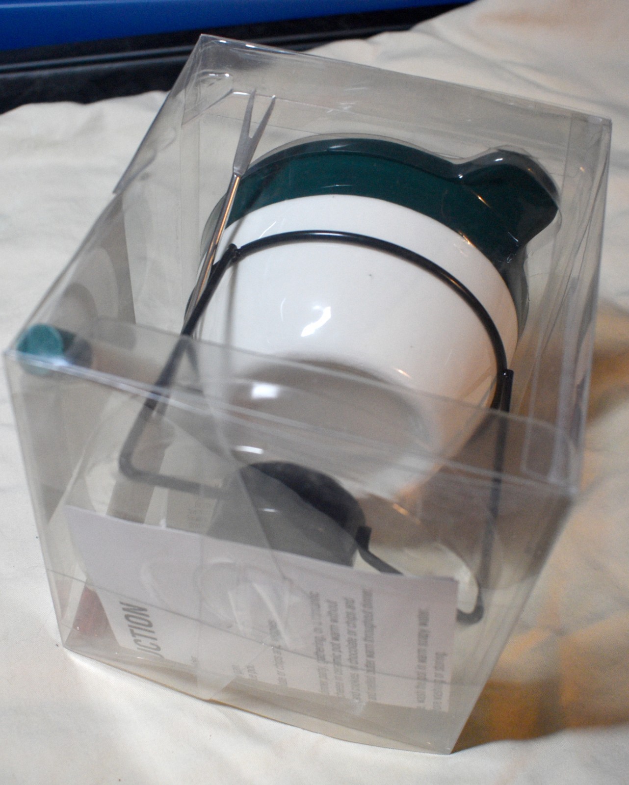 ANKYO Brand Mini Fondue Set-4 Piece-Green/White-Ceramic Pot/Holder-2 Forks NIB