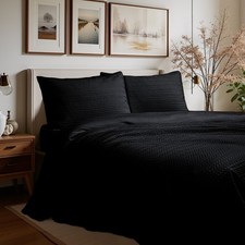 Waffle Stripe Weave Duvet Set - NEW - Full/Queen - King