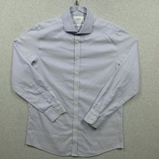 Charles Tyrwhitt Shirt Mens 16.5 35 Slim Fit Non Iron Blue White Stripe Dress