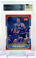 1986-87 Fleer Alvin Robertson Jersey Fusion Game Patch Auto Becket 10 SA Spurs